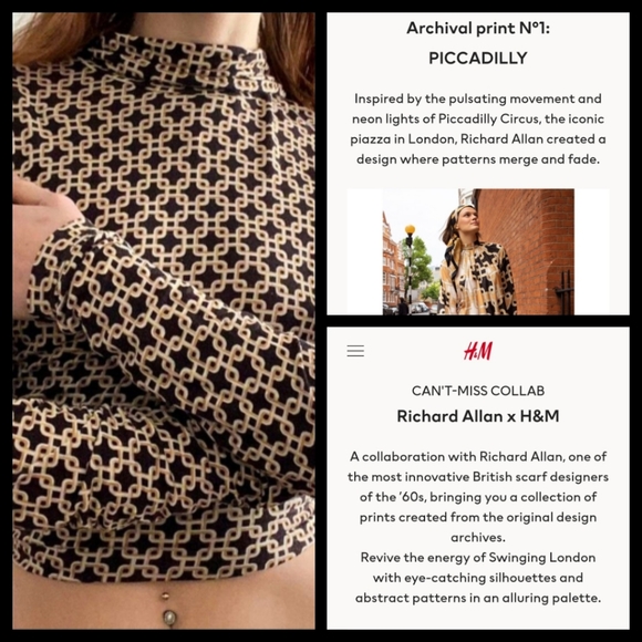 Richard Allen for H&M Tops - Richard Allen x H&M Modal Turtleneck Size L Colors black gold and cream